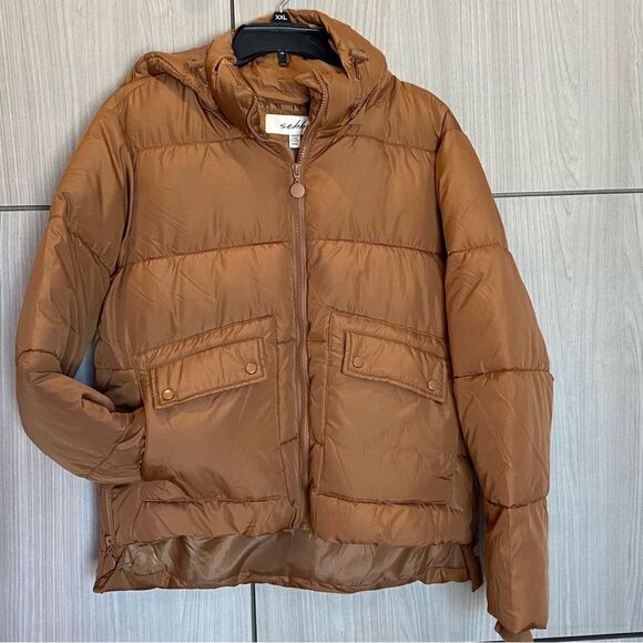 Sebby Puffer Coat Jacket Brown Medium - Picture 1 of 12